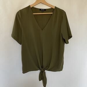 Madewell Olive Green V-Neck Blouse